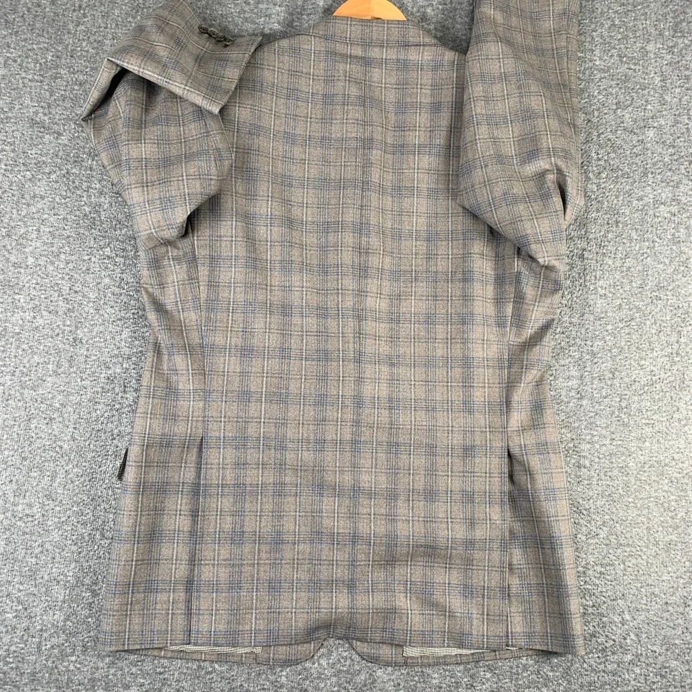 Joseph Abboud Blazer Jacket Men 44L Brown Plaid Wool Lanificio Spory Coat Suit